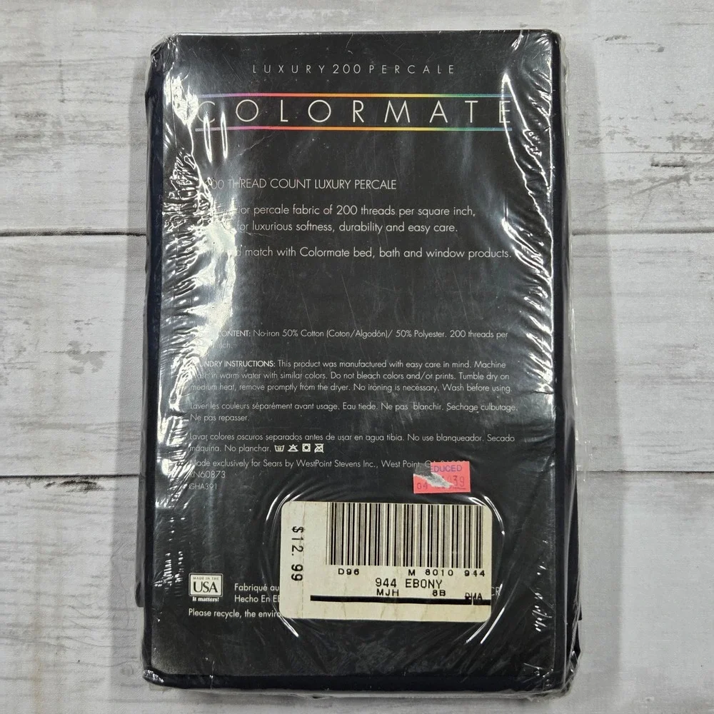 Colormate Pillowcases King Ebony‎ Black Luxury 200 Percale 2pc Set Vintage